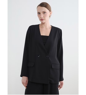 LCW EVERYDAY Siyah Kruvaze Yaka Kadın Blazer Ceket