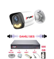 FURY 1 li Sesli Gece Renkli Görüş Güvenlik Kamerası Su Geçirmez Güvenlik Kamerası Seti 5590s 500GB