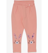 Breeze Kız Bebek Tayt Pantolon Tavşan Nakışlı 9 Ay-3 Yaş, Somon