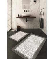 Dijital Baskılı Kaymaz Taban Yıkanabilir 2'li Klozet Takımı Banyo Paspası NDKZ-HT-175 (Gri)