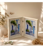 Kişiye Özel Çiftli Ahşap Katlanır Fotoğraf Çerçevesi 15x21 cm