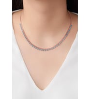 GÜMÜŞ ROSE FİRUZE TURKUAZ SIRALI TAŞLI KOLYE