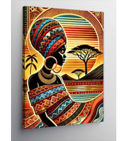 Kanvas Tablo Afrika Kadını ve Desenli Arka Plan