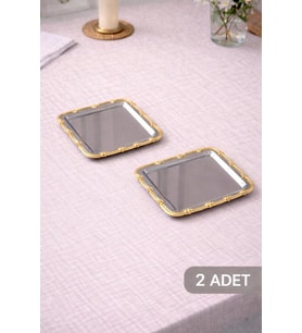 2'li Gold Gül Çerçeveli Sunum Tepsi Seti, Dekoratif ve Şık Tasarım