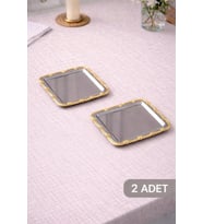 2'li Gold Gül Çerçeveli Sunum Tepsi Seti, Dekoratif ve Şık Tasarım