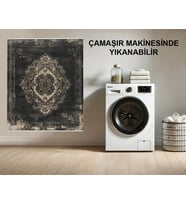Makine Kaymaz Yıkanabilir Antrasit Eskitme Salon Halısı Mutfak Halısı Koridor Halısı Yolluk 5401