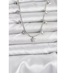 Pirinç Gümüş Renk Yıldız Model Kadın Kolye - TJ-BKO10650