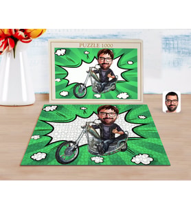 BK Gift Kişiye Özel Erkek Motorcu Karikatürlü 1000 Parça Profesyonel Puzzle-4