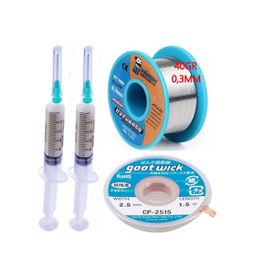 Flux Lehim Toplama,lehim Emme Tel 2,5mm Ve Lehim Teli 40gr 03mm 4
