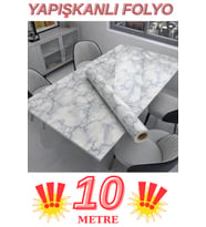67cm x 10 Metre 1 Adet Yapışkanlı Rulo Mermer Desenli Görünümlü Mutfak Duvar Kaplama Folyosu Kağıdı (Çok Renkli)