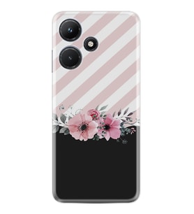 Infınix Hot 30i Kılıf Resimli Desenli Baskılı Silikon Strip Pink Flowers 1396
