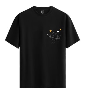 Orbit Dream - %100 Pamuklu Erkek Siyah Tişört - Premium Quality