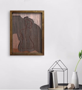 BK Home Woman Line Tasarımlı Doğal Masif Ahşap Çerçeveli Tablo 45x65cm-8