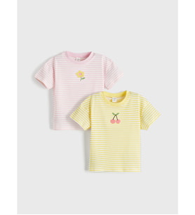 LCW Kids Sarı Nakışlı Kız Çocuk Tişört 2'li