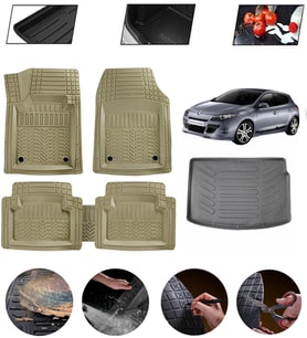 Renault Megane 3 Hatchback 2009-2016 Uyumlu Paspas Araca Özel Bagaj Havuzu MBS Bej