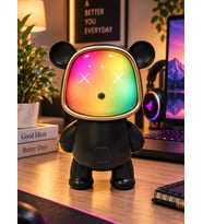 Ayıcık Bluetooth Hoparlör RGB Animasyon Işıklı Yüksek Ses Çıkışlı USB ve Kart Mini Speaker Siyah