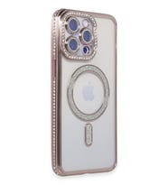 iPhone 15 Pro Kılıf Joke Simli Magneticsafe Kılıf - Pembe
