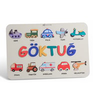 İsimli Bebek Hediyesi Ahşap Montessori Oyuncak Puzzle, Çocuk Odası Dekoru, Doğum Günü Partisi Set 5