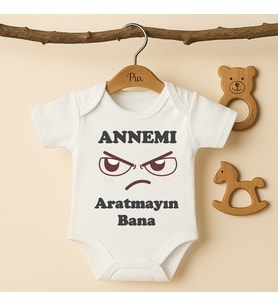 Pia Baby B32 %100 Pamuk Annemi Aratmayın Bana Yazılı Tasarlanabilir Bebek Body (Ekru)