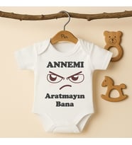 Pia Baby B32 %100 Pamuk Annemi Aratmayın Bana Yazılı Tasarlanabilir Bebek Body (Ekru)