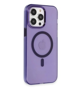 Newface Apple iPhone 14 Pro Kılıf Tron Şeffaf Magsafe Kapak - Derin Mor