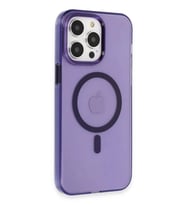 Newface Apple iPhone 14 Pro Kılıf Tron Şeffaf Magsafe Kapak - Derin Mor