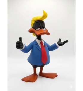 Takım Elbiseli MR President Ördek Figürü – Komik Karakter Dekoratif Figür – 3D Baskı Koleksiyon Masaüstü Süsü