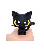 Büyük Gözlü Siyah Kedi Figürü – Dekoratif Masa & Raf Biblosu