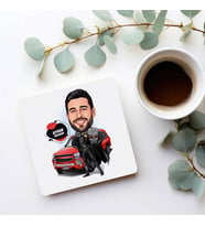 Kişiye Özel Uzaylı Adam ve Arabası Karikatürlü Bardak Altlığı