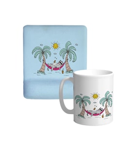 Tatil Zamanı Oval Bilek Destekli Mouse Pad Ve Kupa Bardak Seti
