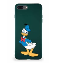 Apple iPhone 8 Plus Soft Premier Kapak Donald Duck-D Tasarımlı Silikon Kılıf - Yeşil (Şeffaf)