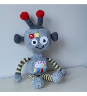 Amigurumi Örgü Oyuncak Robot Starbot (Gri)