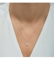Gümüş Zirkon Taşlı K Harfi Kolye