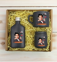BK Gift Kişiye Özel DTF The Baba Karikatürlü Antrasit Kahve Fincanı & Kolonya & Mum Hediye Seti-2, Babaya Hediye, Babalar Günü Hediyeleri