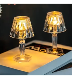 Mini LED Elmas Kristal Masa Lambası Projeksiyon Gece Işıkları Akrilik Minimalist Vibe Yatak Odası Başucu Işık Düğmeli pilli (Sarı Altın)