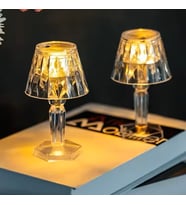 Mini LED Elmas Kristal Masa Lambası Projeksiyon Gece Işıkları Akrilik Minimalist Vibe Yatak Odası Başucu Işık Düğmeli pilli (Sarı Altın)