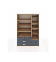 Kronos Dolap 9 Raflı 4 Çekmeceli  132x59x195 Çam-Çam/Antrasit