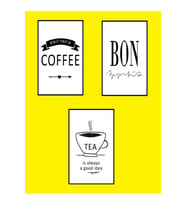 3 Parça Çerçeve Görünümlü Mdf Tablo Seti Coffee , Bon , Tea