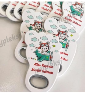 İsme Özel Bebek Ayağı Açacak Magnet- Uçak Doğum Günü Magneti - Pilot Bebek Açacak Magnet