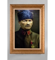 EV İŞYERİ OFİS İÇİN ALTIN ÇERÇEVELİ PASPARTULU ATATÜRK TABLO S577