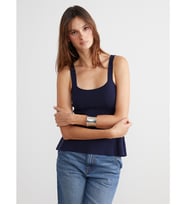 LCW Vision Lacivert U Yaka Askılı Peplum Triko Bluz