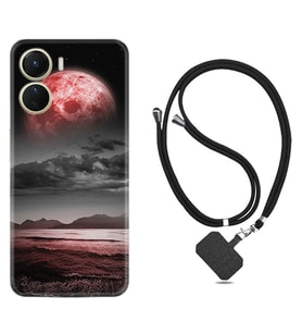 Vivo Y16 Kılıf Resimli Boyun Askılı İpli Desenli Silikon Series Red World 1836