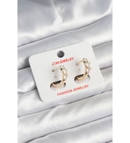 Pirinç Gold Renk Kalpli Zirkon Taşlı Kadın Küpe 5886 - SSSSSS6511-3777