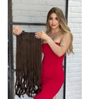PerukAvm Luxury Geniş Dalgalı Yarımay+2 Yan Çıtçıt Kumral