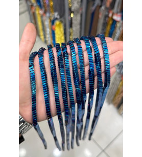 Hematit Taşı Dalgalı Rondela Kesim Parlak Mavi 6x3mm Doğal Taş Dizi