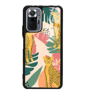 Xiaomi Redmi Note 10 Pro - 10 Max Uyumlu Çiçekli Leopar Tasarımlı Glossy Telefon Kılıfı