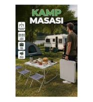 Ayarlanabilir Katlanabilir Kamp Masası 4 Kişilik Piknik Masa Seti
