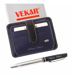 İsme Özel Vekar Deri Çıtlı Yeni Nesil Kartlık Cüzdan V03 (Lacivert)