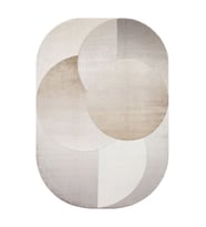 Beyaz Halı Modern Geometrik Motifli Salon Halısı Viskon Karışımlı Yumuşak Doku Makine Dokuma