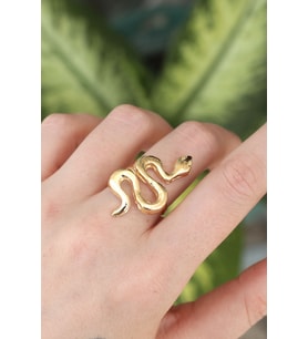 Pirinç Gold Renk Ayarlanabilir Yılan Yüzük TJ-BYK3164